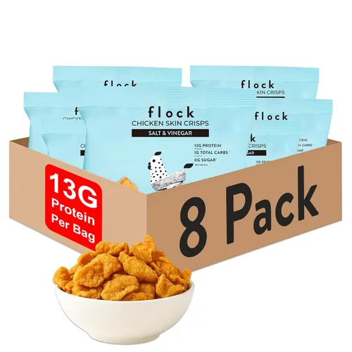 Vista 8 de Flock Chips de piel de pollo Keto Hattie B's Nashville Hot Flavor Pieles de pollo fritas bajas en carbohidratos, altas en proteínas, sin azúcar