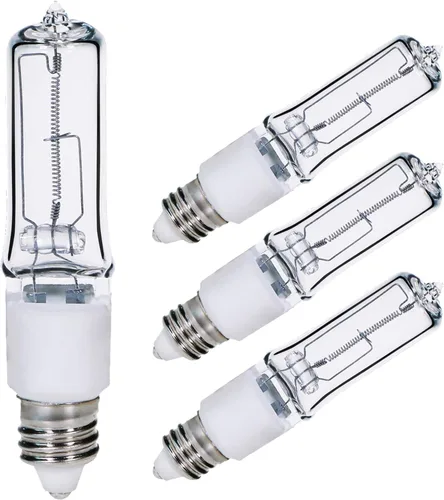 Vista 7 de Paquete de 4 bombillas halógenas JDE11 de 120 V 50 W, bombilla E11 con base de candelabro T4, 600 lúmenes, 2700 K, blanco cálido, regulable
