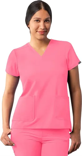 Vista 12 de Adar Addition - Ropa quirúrgica para mujer, moderna camiseta médica con cuello en V Rosa suave