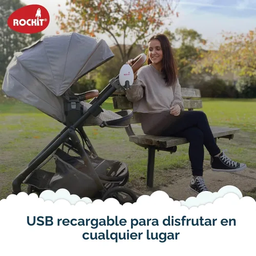 Vista 6 de Rockit Mecedora para bebé recargable por USB - Mecedora portátil con manos libres para dormir que calma suavemente el cochecito o el buggy