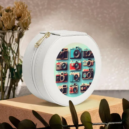 Vista 8 de Retro Cool Camera Collection - Joyero de viaje compacto y elegante, organizador y caja de anillo de compromiso