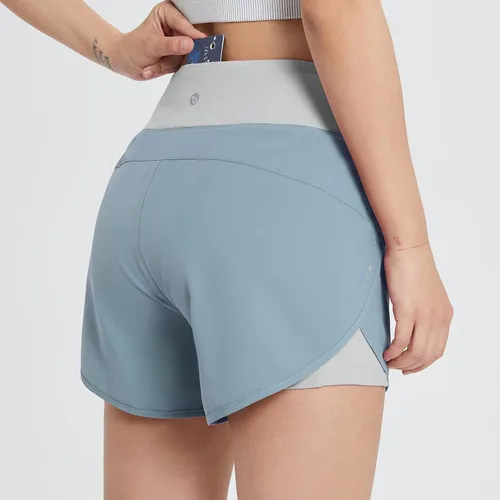 Vista 2 de BALEAF Women's 2 in 1 Running Athletic Shorts with Liner Lightweight Quick-Dry Workout Active Yoga Shorts with Pockets