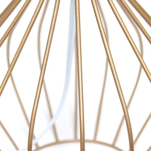 Vista 7 de Simple Designs LT2086-WOC Lámpara de mesita de noche ahuecada con cable geométrico, base de cobre con pantalla blanca