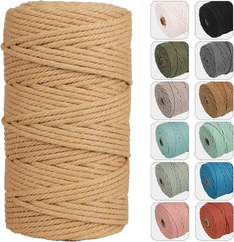 Vista 14 de NOANTA - Cuerda de macramé de 4 mm x 109 yardas color verde aguacate, cuerda de algodón para colgar en la pared, ganchos de plantas