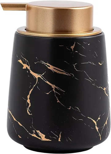 Vista 7 de Coffeezone Dispensador de loción de cerámica para pintura a mano, 11 onzas, dispensador de jabón de manos líquido, botella para cocina y baño
