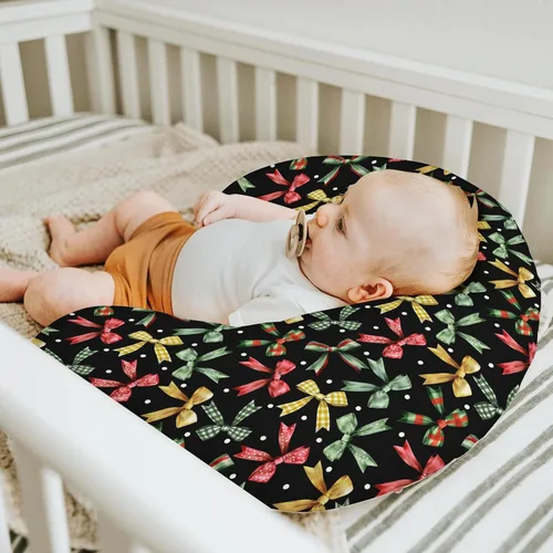 Vista 5 de Fundas de almohada de lactancia con lazos de Navidad para niños y niñas, fundas de almohada de lactancia a cuadros para lactancia materna, cintas