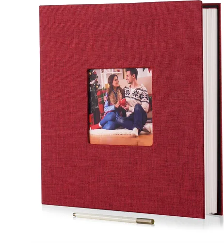 Vista 12 de HoneyTolly Álbum de fotos autoadhesivo para fotos de 4 x 6 imágenes, cubierta magnética de lino, 15 hojas/30 páginas en blanco para bodas Beige claro