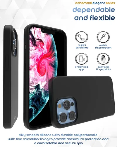 Vista 8 de Elegant Series - Funda para iPhone 13 Pro de 6.1 pulgadas, funda de silicona duradera que absorbe los golpes con forro de microfibra, acabado mate