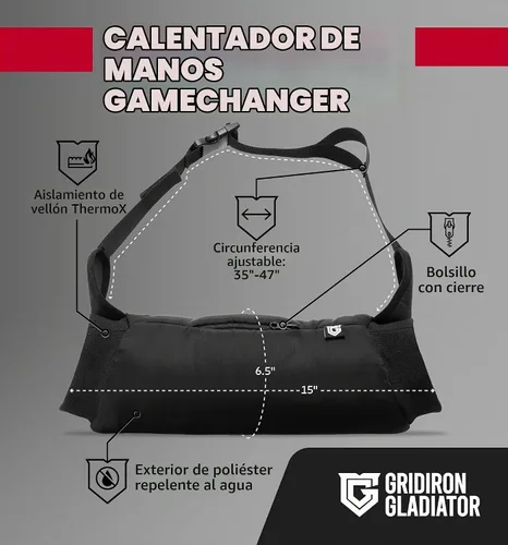 Vista 3 de Gridiron Gladiator Football Handwarmer Pouch for Adults - Tactical Hand Muff Warmer - Warming Pouch for Cold Weather Negro