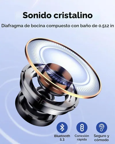 Vista 2 de PISEN Auriculares Inalámbricos Intrauriculares - P1 Bluetooth 5.3 HiFi Estéreo Auriculares Bluetooth con Micrófono para Llamadas Intrauriculares