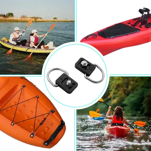 Vista 5 de CLIO Kit de aparejo de cubierta de kayak, cuerda elástica de 8 pies con extremos de cuerda elástica y anillo en D de pesca con tornillo 304 M6 y 6