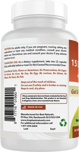 Vista 7 de Best Naturals Limpieza intestinal y colon durante 15 días + probióticos para mujeres y hombres con Senna, cáscara sagrada y cáscara de psyllium - 30