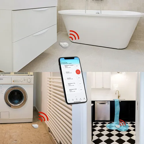 Vista 4 de THIRDREALITY Sensor de fuga de agua Zigbee con detección de goteo, alarma de 120dB, notificaciones de la aplicación habilitadas cuando funciona