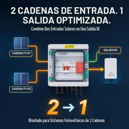 Vista 2 de Caja combinadora fotovoltaica, caja combinada solar de 2 cuerdas con fusible de corriente de 32 A, dispositivo de protección contra sobretensiones
