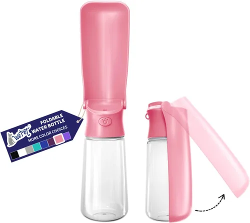 Vista 9 de WePet Botella de agua plegable portátil para perros, dispensador de agua para cachorros con alimentador para beber, 12 onzas, resistente a altas