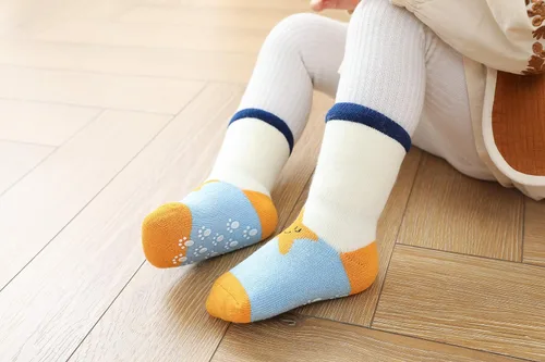 Vista 7 de Juego de 6 calcetines de algodón grueso para bebé, unisex, antideslizantes, antideslizantes