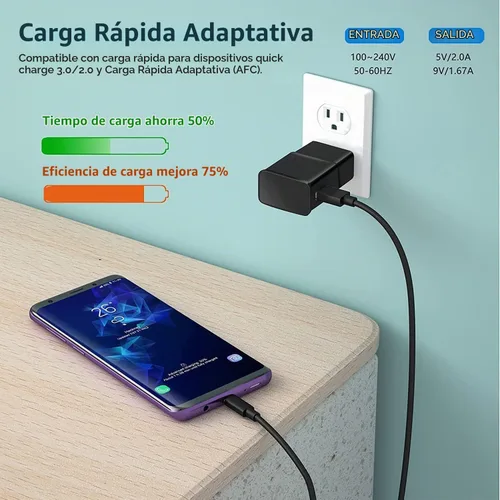 Vista 3 de Paquete de 6 cargadores USB de carga rápida, cargador de pared USB rápido para teléfono Android compatible con Samsung Galaxy S21/S20/S10/S10e/S10