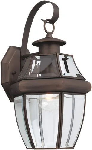 Vista 3 de Generation Lighting 8067-965 Lancaster - Lámpara de pared para exteriores de latón macizo, 75 W, níquel cepillado antiguo, altura de 14 pulgadas