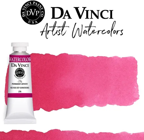 Vista 2 de DA VINCI PAINTS Pintura de acuarela para artista profesional, rosa roja profunda (quinacridona), 1.3 fl oz Rosa Roja Profundo