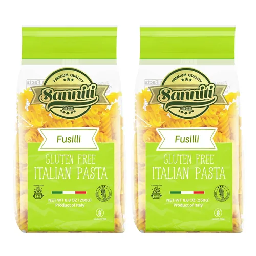 Vista 5 de Sanniti Pasta italiana sin gluten europea-kosher vegana sin OMG hecha con maíz y arroz importada de Italia, 8.8 onzas (paquete de 2) (Caserecce)