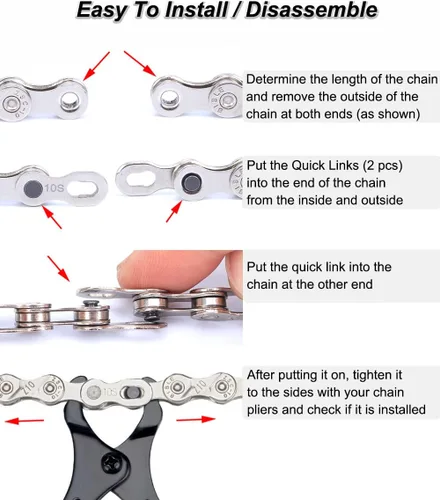 Vista 6 de Kit de herramientas de reparación de cadena de bicicleta con 5 pares de eslabones rápidos para cadena de 10 velocidades Saipe Bike Chain Link Tool