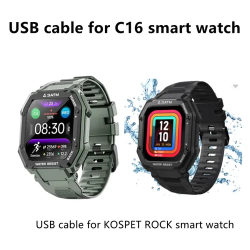 Vista 2 de Cable USB compatible con reloj inteligente C20, cargador magnético de repuesto compatible con reloj militar Tank M1 Pro/C20 C16