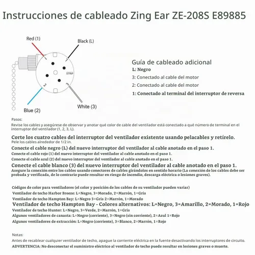 Vista 6 de Zing Ear ZE-208S E89885 - Interruptor de ventilador de 3 velocidades, 4 cables, interruptor de ventilador de techo, interruptor de control de 1