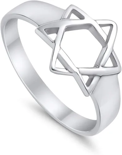Vista 3 de Blue Apple Co. Anillo de estrella judía de plata de ley 925 con estrella de David Judaism