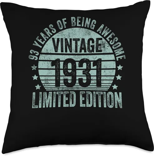 Vista 4 de Retro 93rd Birthday Gifts Men Women Throw Pillow