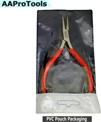 Vista 6 de 5 pulgadas mini alicates de punta larga de acero inoxidable con mango de agarre de PVC rojo - 311L