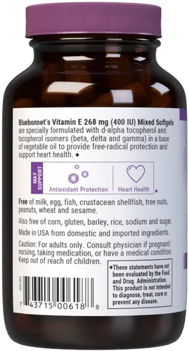 Vista 3 de Bluebonnet Nutrition Vitamina E 400 UI (268 mg) Cápsulas blandas mixtas