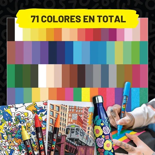 Vista 8 de uni Posca Rotulador de pintura - punta media - juego de 15 (PC-5M15C), surtido