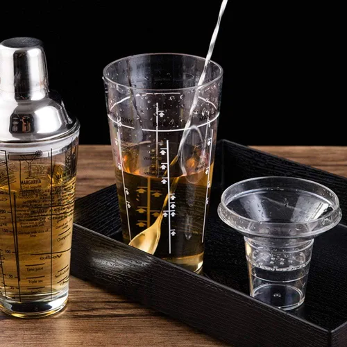 Vista 5 de Vaso de cóctel de plástico, Coctelera con Sc, Agitadores de bebidas, Herramientas de coctelera para licitaciones, Aries con Sc