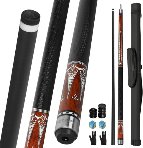 Vista 8 de Palo de taco de billar de fibra de carbono, 20-21 onzas, punta arcoíris de 13 mm, junta de 3/8 * 8, incluye estuche para taco, protectores de CQ-B20