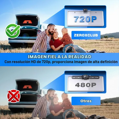 Vista 4 de ZEROXCLUB Cámara de respaldo con cable para placa de matrícula para automóvil, camioneta, SUV Negro