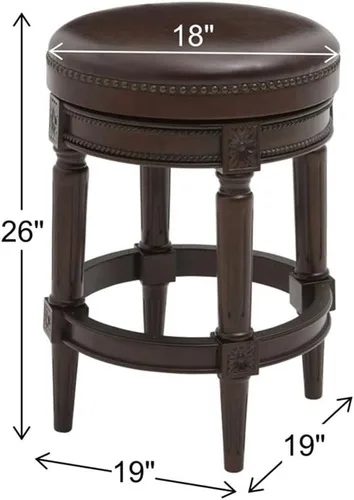 Vista 3 de New Ridge Home Goods Chapman Taburete giratorio de 26 pulgadas de altura de mostrador sin respaldo en nogal