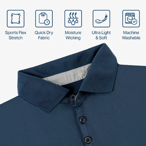 Vista 4 de Mio Marino - Polo de golf para hombre, ajuste seco, tela transpirable ultrafina
