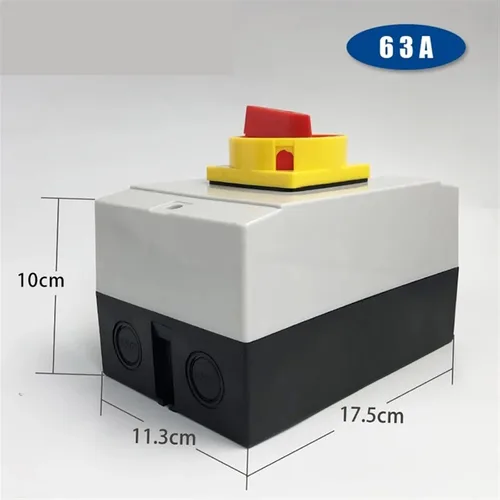 Vista 2 de YMD11-63D ON-Off Interruptor de desconexión aislador de dos posiciones 63A 3P candado Cam Cambio con caja impermeable IP65 (base negra 3P)