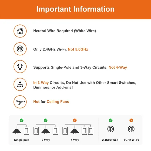 Vista 2 de Interruptor de luz inteligente WiFi de 3 vías, en la pared, no requiere concentrador, compatible con Alexa y Google Home (WF31S)