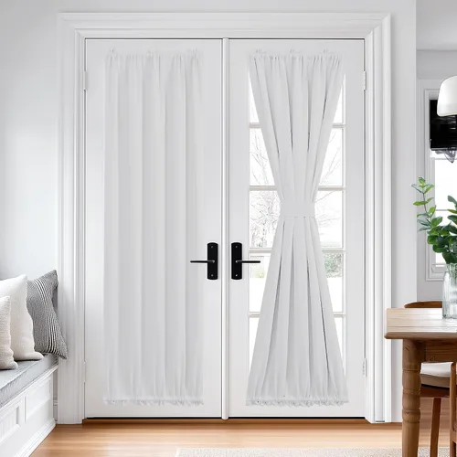 Vista 92 de Deconovo Cortinas opacas para puerta, bolsillo para cortinero y cortinas de bloqueo con aislamiento térmico para dormitorio, 137.16 x 189.2 cm, azul
