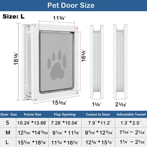 Vista 4 de CEESC Puerta grande para perros de hasta 100 libras, puerta resistente a la intemperie para gatos y perros, duradera, panel de cierre a presión