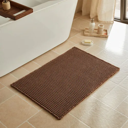 Vista 73 de Triohero Tapete de baño con diseño de gofre, tapete de baño pequeño y bohemio, antideslizante, lavable, ultra suave, súper absorbente, de secado