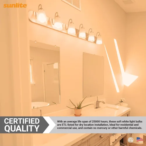 Vista 6 de Sunlite Bombilla LED G16.5, 7 vatios (equivalente a 60 W), 500 lúmenes, regulable, base de candelabro tipo G en forma de globo E12, bombillas Frost