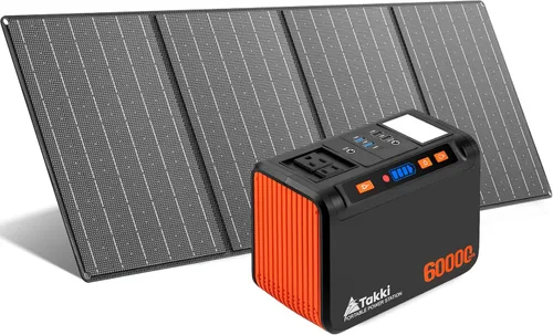 Vista 10 de Takki - Generador solar de 120 Wp, estación de energía portátil con paneles solares de 21 W, cargador solar de 88 Wh, puertos USB de CA y CC