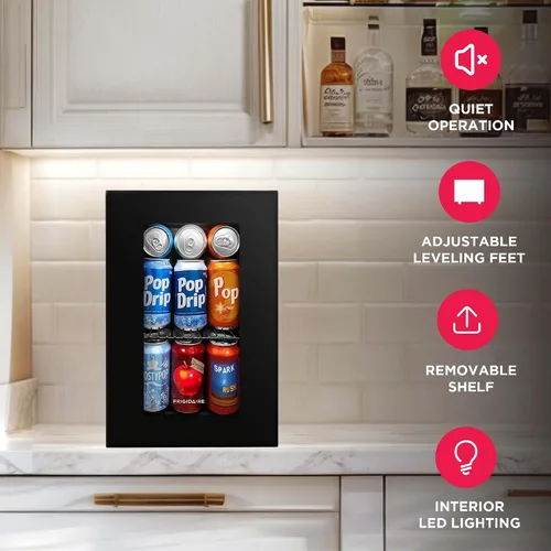 Vista 3 de Frigidaire Refrigerador de bebidas con puerta de vidrio de 0.6 pies cúbicos, mini refrigerador con pantalla digital con control electrónico
