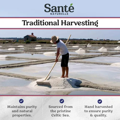 Vista 4 de Sante Naturelle Celtic Salt Organic Grey - Coctelera gruesa de 8 onzas, sal mineral, sal marina francesa sin refinar orgánica, rica en más de 82