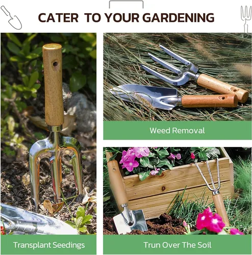Vista 6 de Grenebo Herramientas de jardinería 9 piezas de herramientas de mano de jardín resistentes con herramientas de jardín de moda y duradera, bolsa