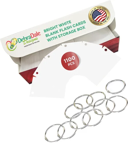 Vista 9 de Tarjetas flash en blanco con anillos y caja 1100 blanco + pastel 2 x 3.5 fabricadas en Estados Unidos For active recall, vocabulary