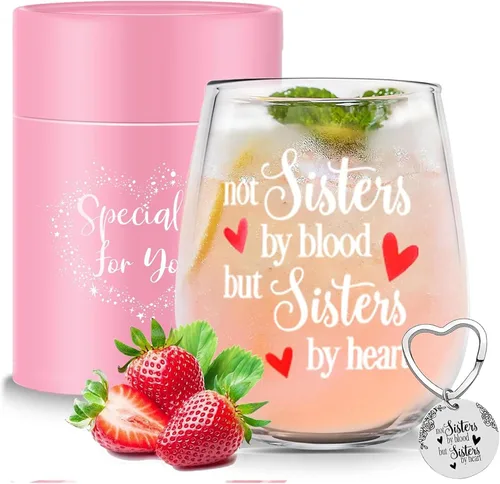 Vista 16 de Yalucky Regalos para mujer amiga, vaso de vidrio de 16.2 fl oz, regalos de cumpleaños para mujer, Llaveros para mujeres, regalo de graduación