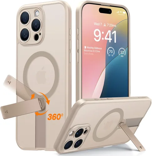 Vista 8 de TORRAS Funda magnética con soporte de 360° para iPhone 16, protección completa de la cámara, compatible con MagSafe, protección contra caídas